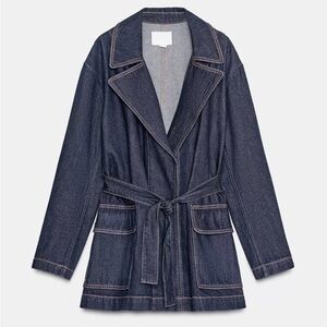 Zara Dark Blue Denim Belted Jacket